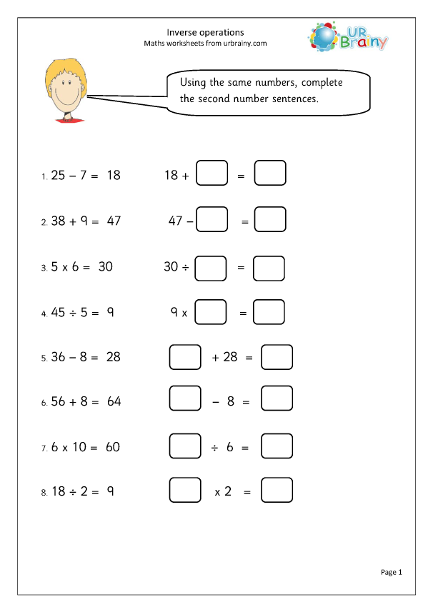 Inverse operations - Reasoning/Problem Solving by URBrainy.com