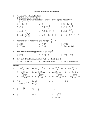 Inverse Functions Worksheet With Answers Pdf - Fill Online ...