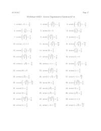 Worksheet 18 key for Inverse Trigonometric Functions | Exercises ...