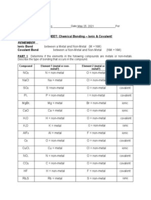 ionic and covalent compounds worksheet answers