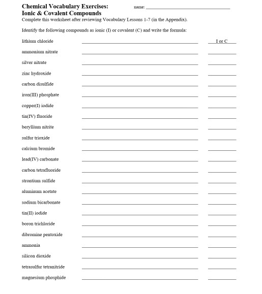 ionic and covalent compounds worksheet