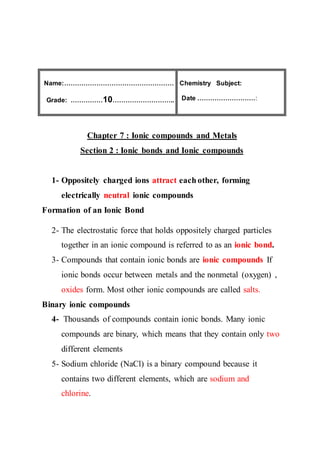 Ionic bond and ionic compound | PDF