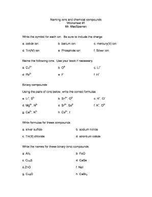 Ionic Compound Worksheet - Fill and Sign Printable Template Online
