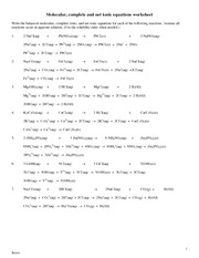 ionic equations worksheet