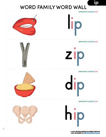 ip word family worksheet