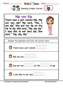 ip word family worksheet