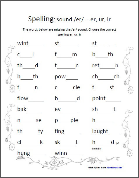 Spelling: Free Review Sheet (er, ur or ir); Long O Word Sort ...