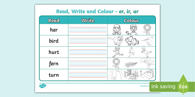 ir ur er worksheet