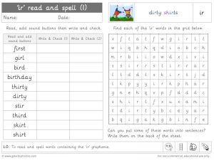 Phase 5 ir Colour by Phoneme Real and Nonsense Words - phase 5