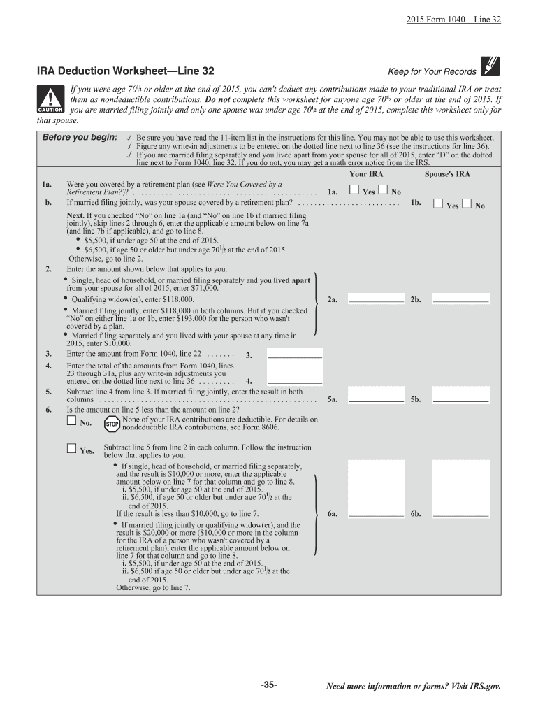 Ira deduction worksheet 2023: Fill out &  sign online | DocHub