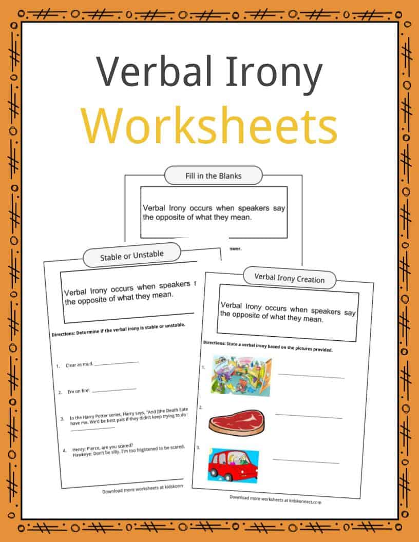 irony worksheet printable high school