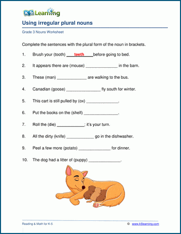 Irregular nouns worksheets | Worsheets library