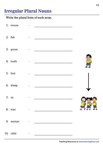 Irregular Plural Nouns Worksheets
