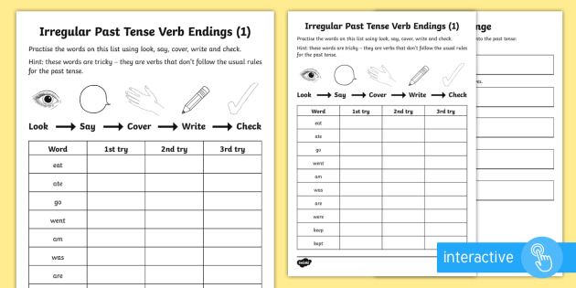 irregular past tense verb worksheet
