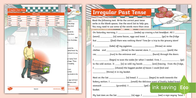Irregular Past Tense Cloze Worksheet | Twinkl (teacher made)