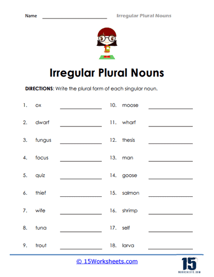 Irregular Plural Nouns Worksheets 15 Worksheets com Worksheets Library