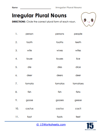 Irregular Plural Nouns Worksheets - 15 Worksheets Library