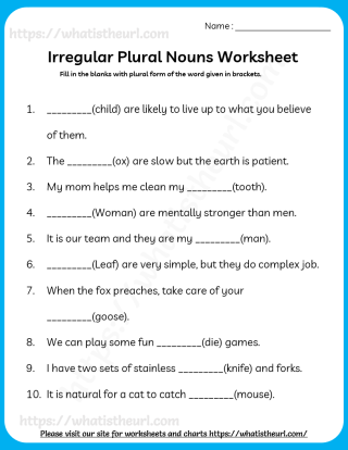 Free Irregular Plural Nouns Worksheet - Your Home Teacher - Worksheets ...