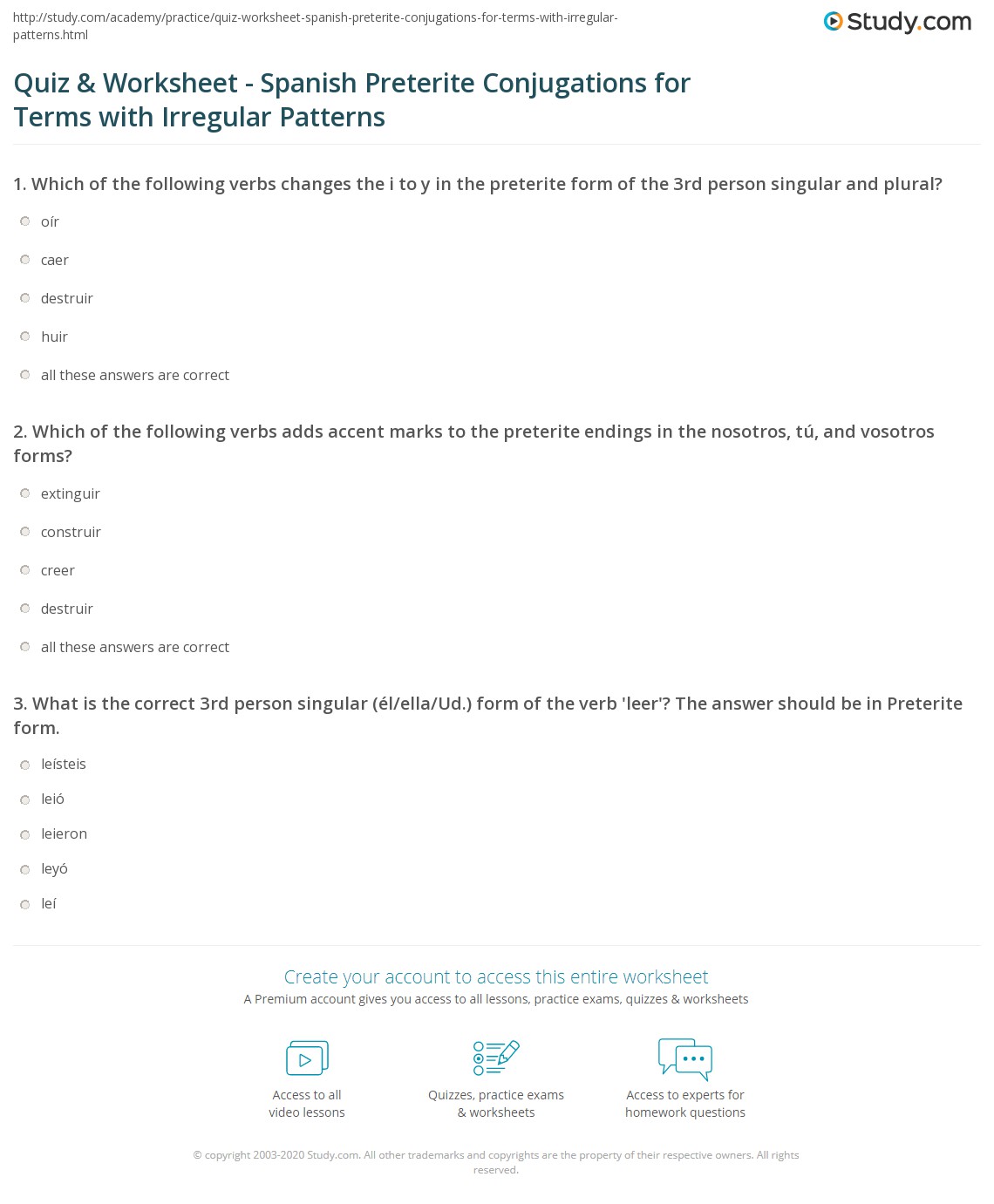 irregular preterite practice worksheet