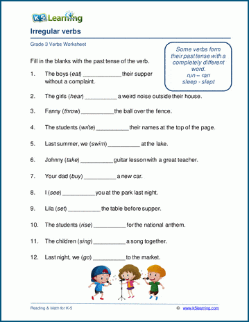 Irregular verbs worksheets for grade 3 | Worsheets library