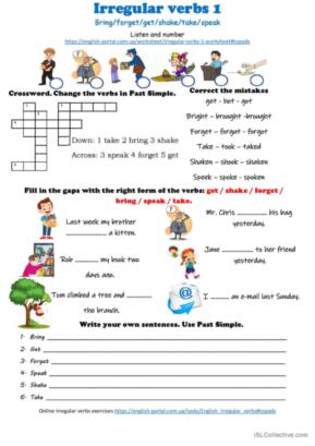569 Irregular verbs English ESL worksheets pdf &  doc