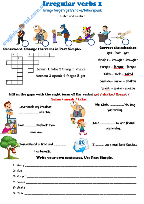 Irregular Verbs Worksheets - download worksheets | English portal