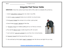 irregular verbs past tense worksheet