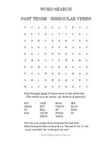 Past Tense Irregular Verbs Word Search Worksheet for 1st - 2nd ...