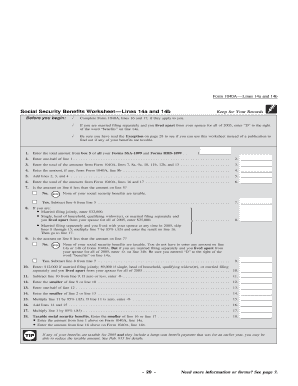 Irs Social Security Worksheet - Fill Online, Printable, Fillable ...