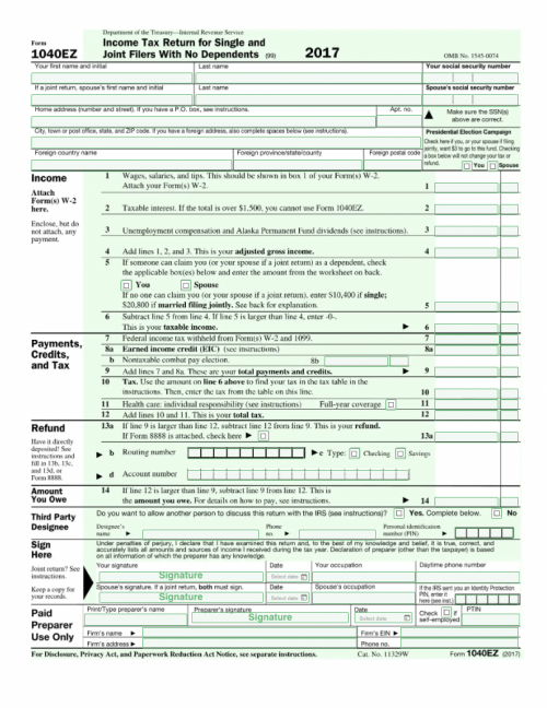 IRS 1040EZ Tax Form Template - Eligibility &  Instructions [+ Free PDF]