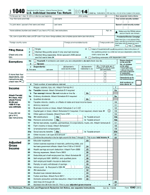 2014 Form IRS 1040 Fill Online, Printable, Fillable, Blank - pdfFiller