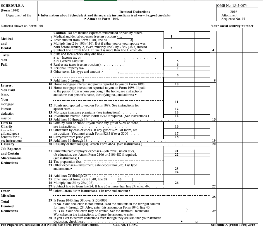 Solved SCHEDULE A (Form 1040) OMB No. 1545-0074 Itemized | Chegg.com