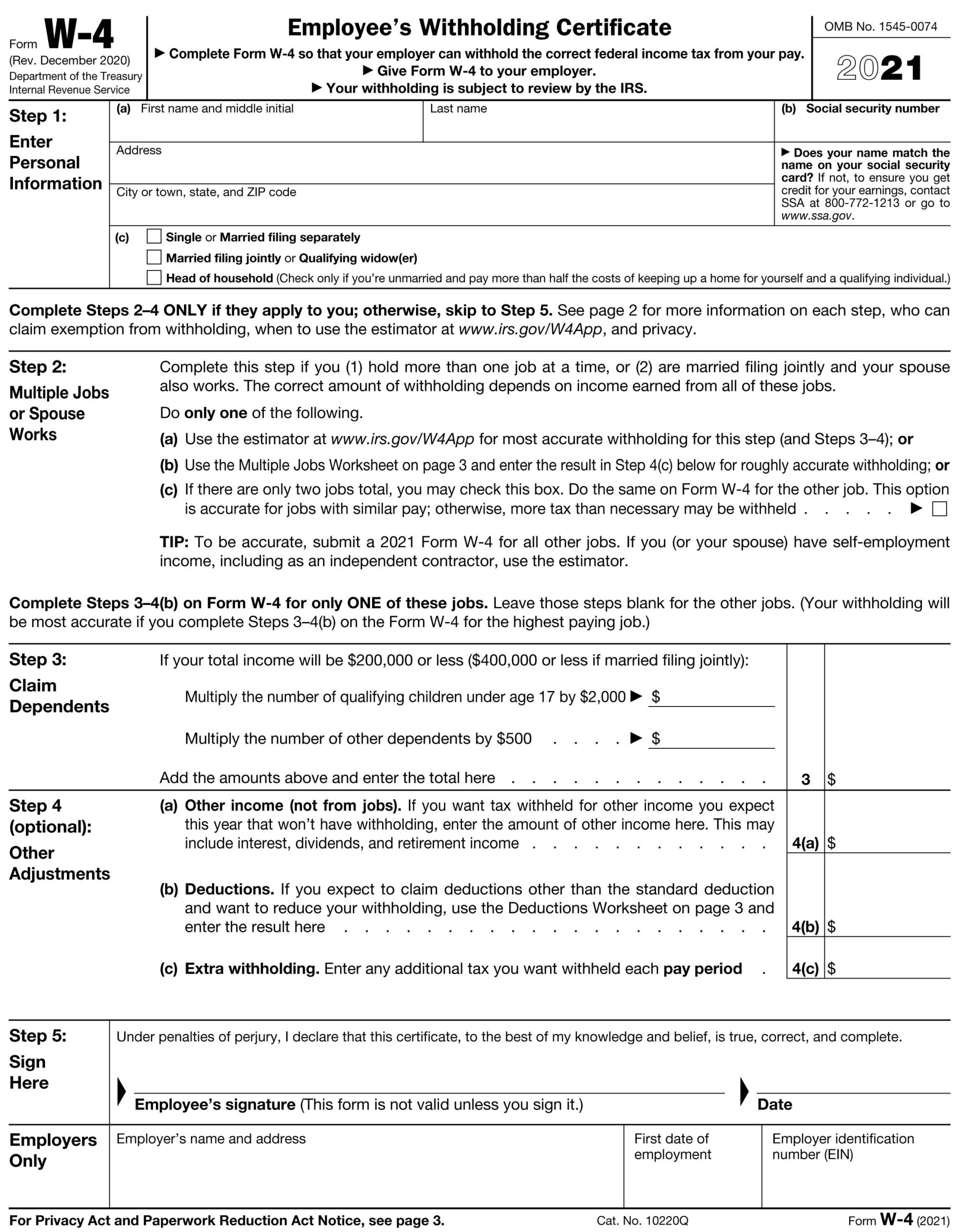 irs personal allowances worksheet