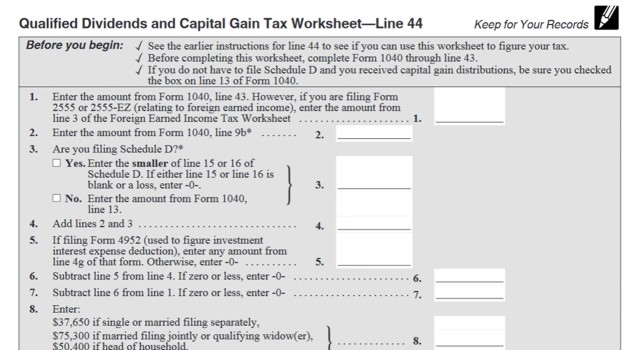 irs qualified dividends and capital gain tax worksheet