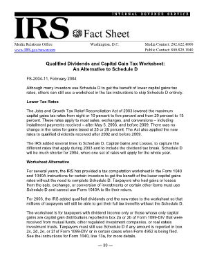 irs qualified dividends worksheet
