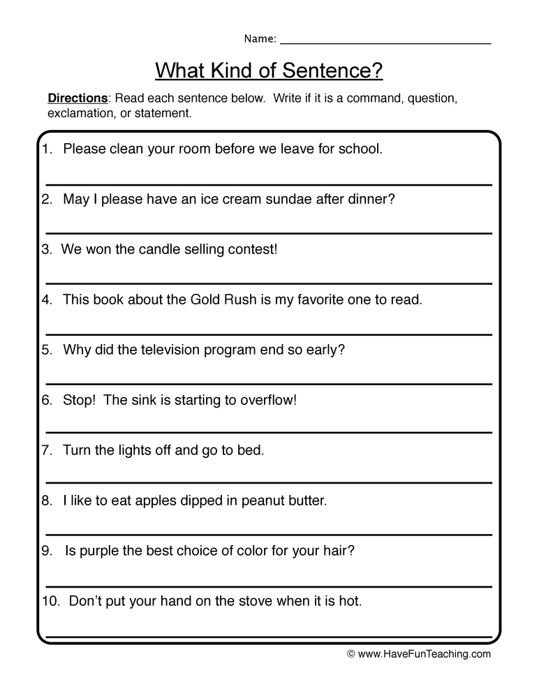 is it a sentence worksheet