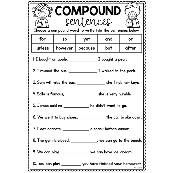 Compound Sentences Worksheet - Top Teacher