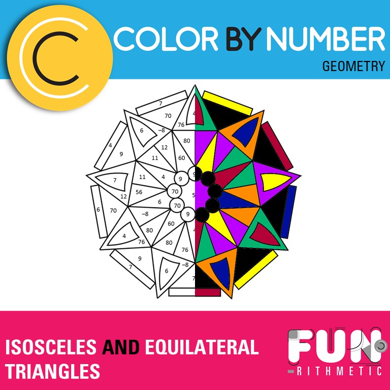 Isosceles and Equilateral Triangles Color by Number