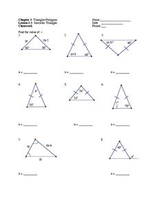 Isosceles Triangles Worksheet for 9th - 12th Grade | Lesson Planet