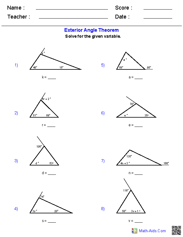 Geometry Worksheets | Triangle Worksheets