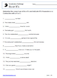 Its or its Worksheets