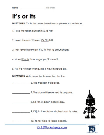 Its or Its Worksheets - 15 Worksheets Library