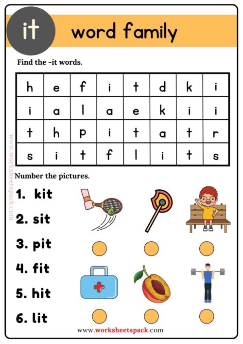 it word family worksheet
