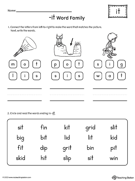 it word family worksheet
