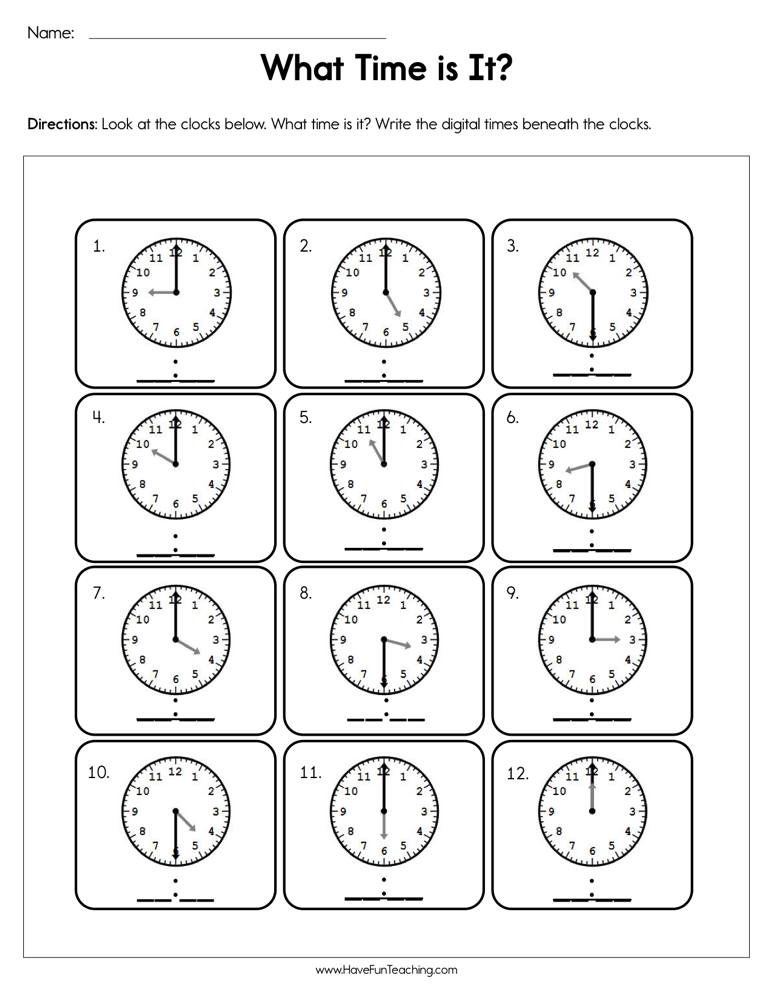 What Time Is It Worksheet  