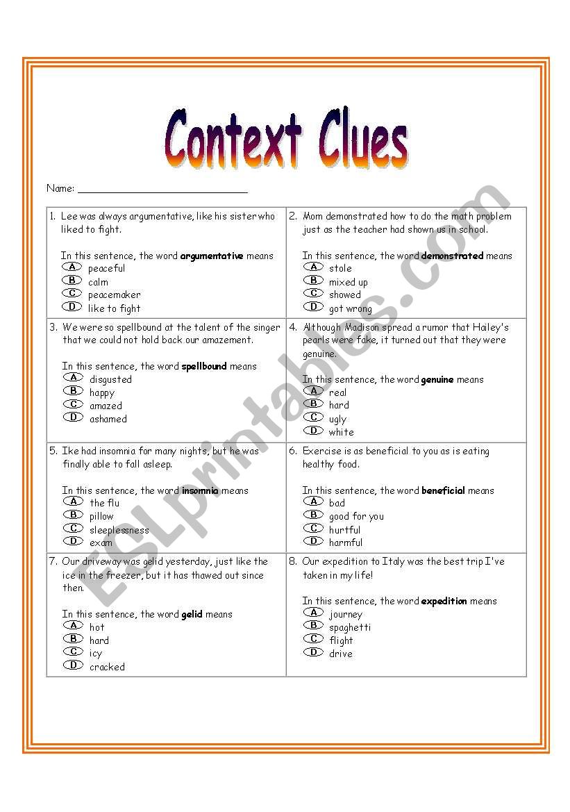 italy worksheet context clues
