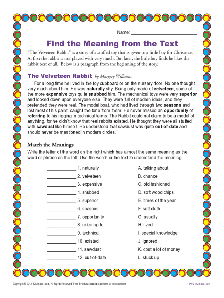 Context Clues Worksheets 3rd Grade Multiple Choice Pdf - Fill ...
