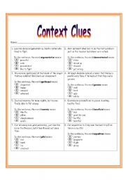 Context Clues Worksheet 3 - ESL worksheet by dreidteacher