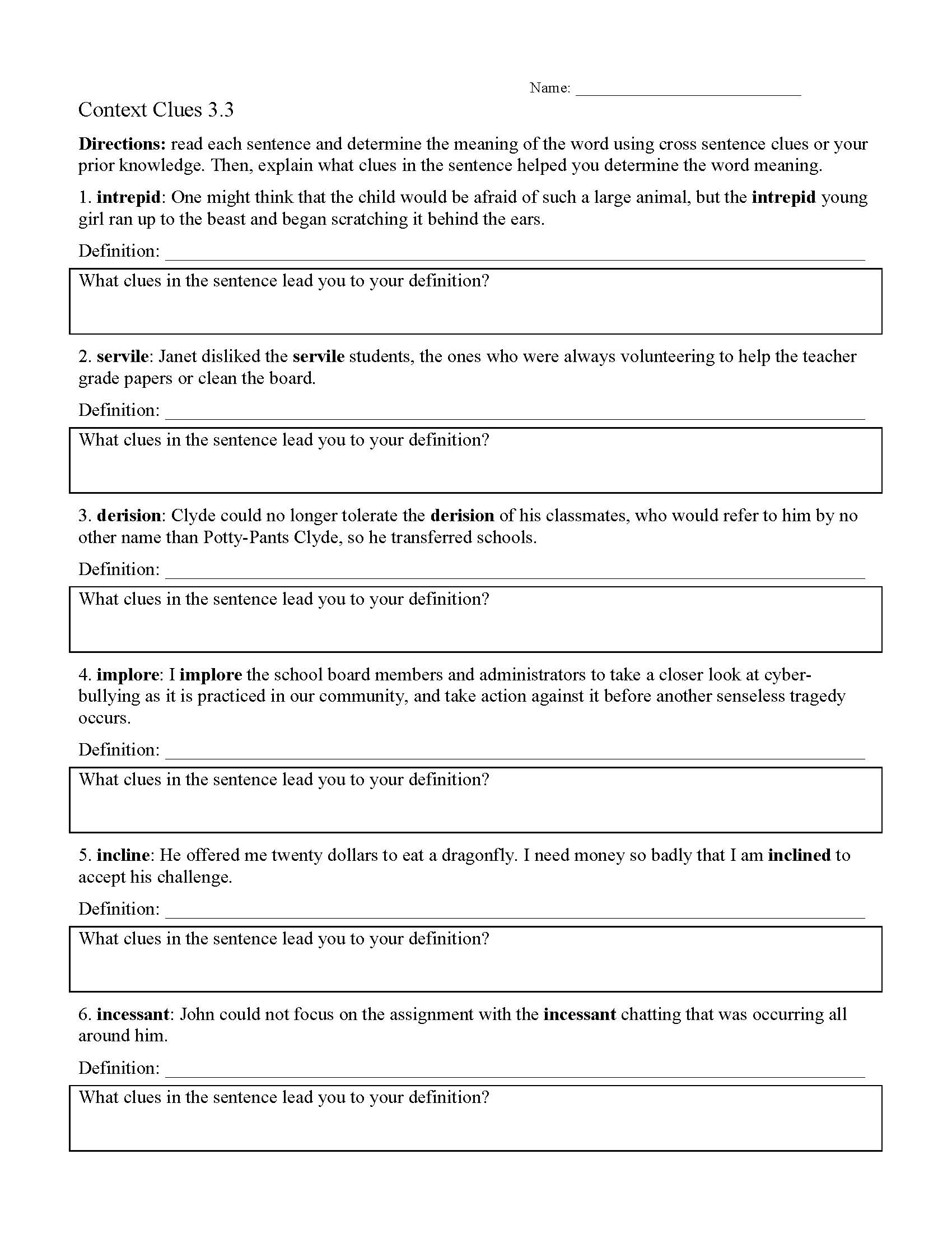 italy worksheet context clues