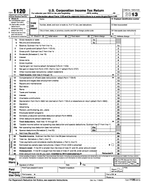 2013 Form IRS 1120 Fill Online, Printable, Fillable, Blank - pdfFiller